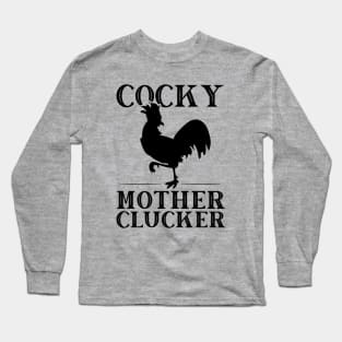 Funny Chicken Cocky Mother Clucker Vintage Rooster Long Sleeve T-Shirt